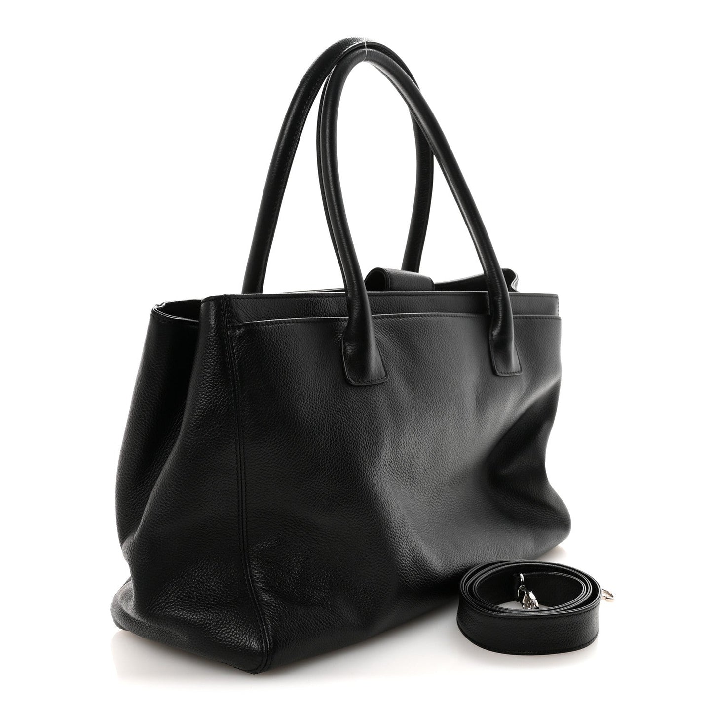 Calfskin Cerf Executive Shopper Tote Black