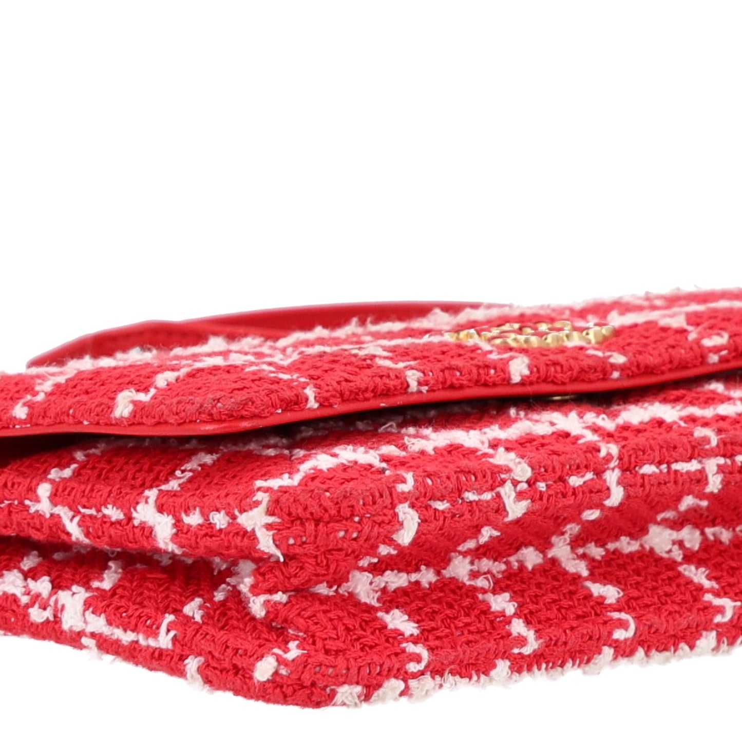Tweed Quilted Chanel 19 Wallet On Chain WOC Red White