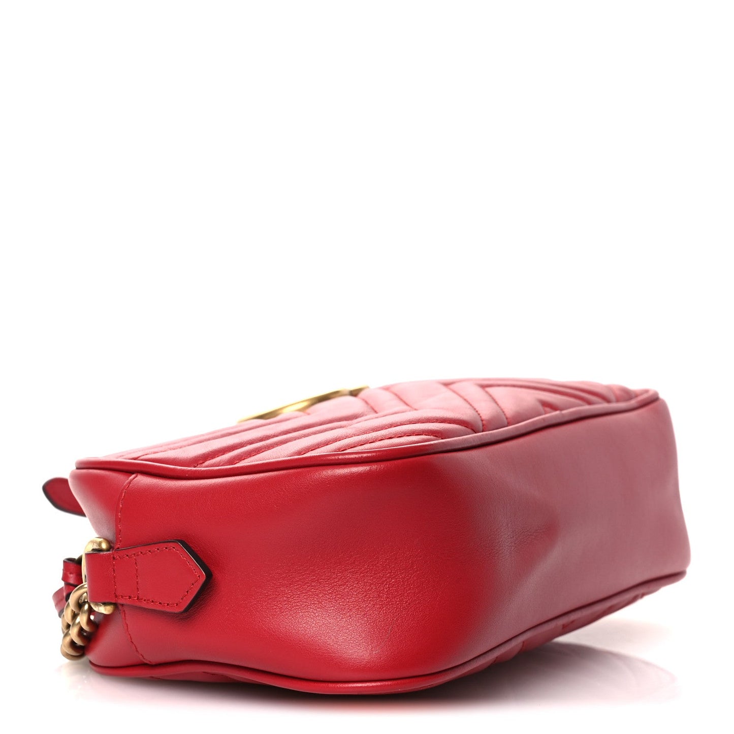 Calfskin Matelasse Small GG Marmont Chain Shoulder Bag Hibiscus Red