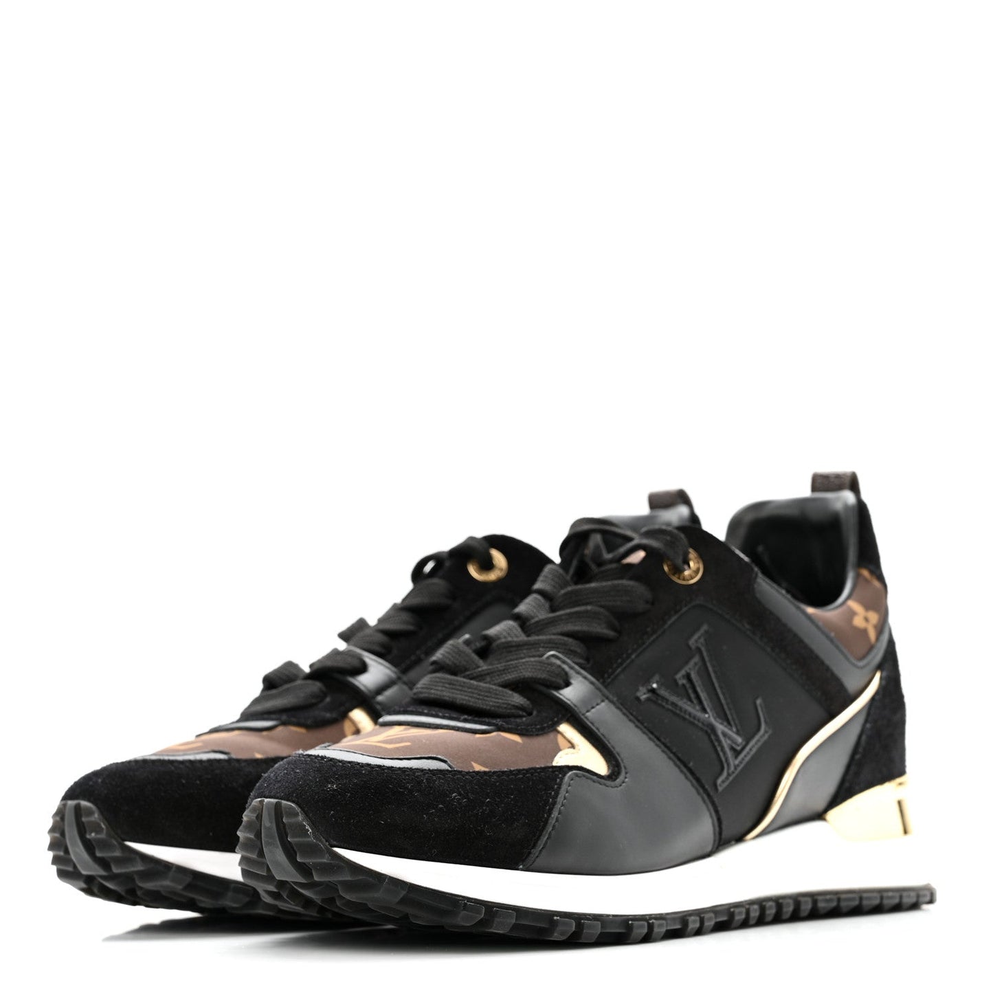 Suede Calfskin Recycled Monogram Nylon Run Away Sneakers 39 Black
