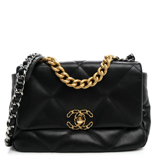 Lambskin Quilted Medium Chanel 19 Flap Black
