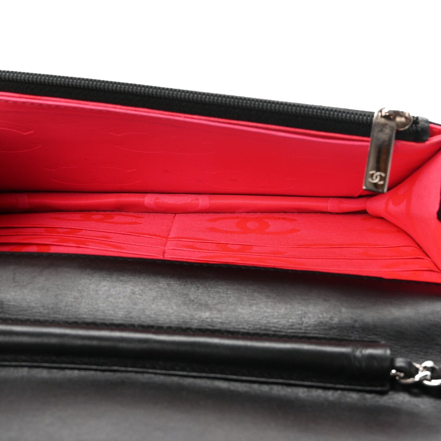 Calfskin Quilted Cambon Wallet on Chain WOC Black