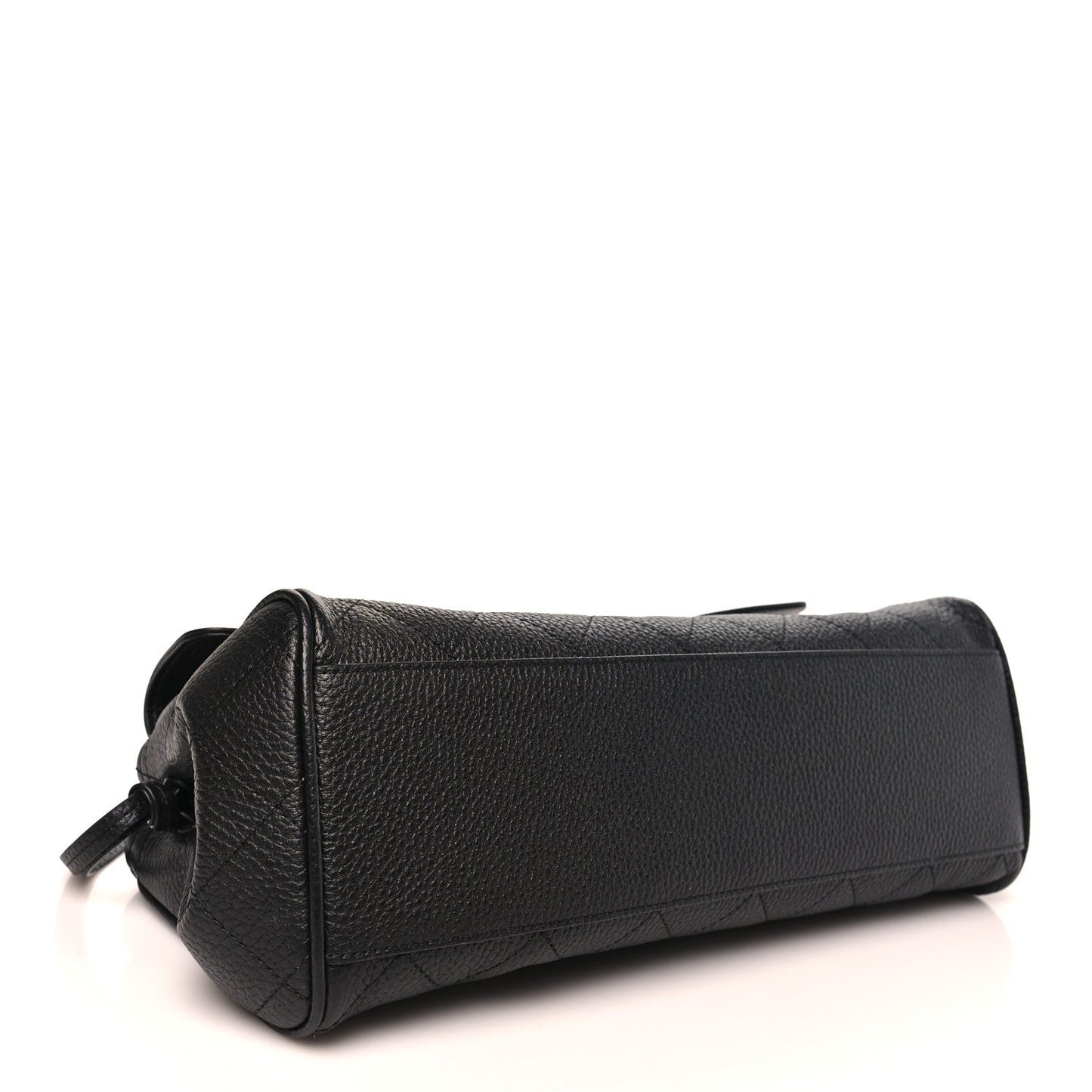 Grained Calfskin Stitched Urban Essentials Small Shopping Bag Black