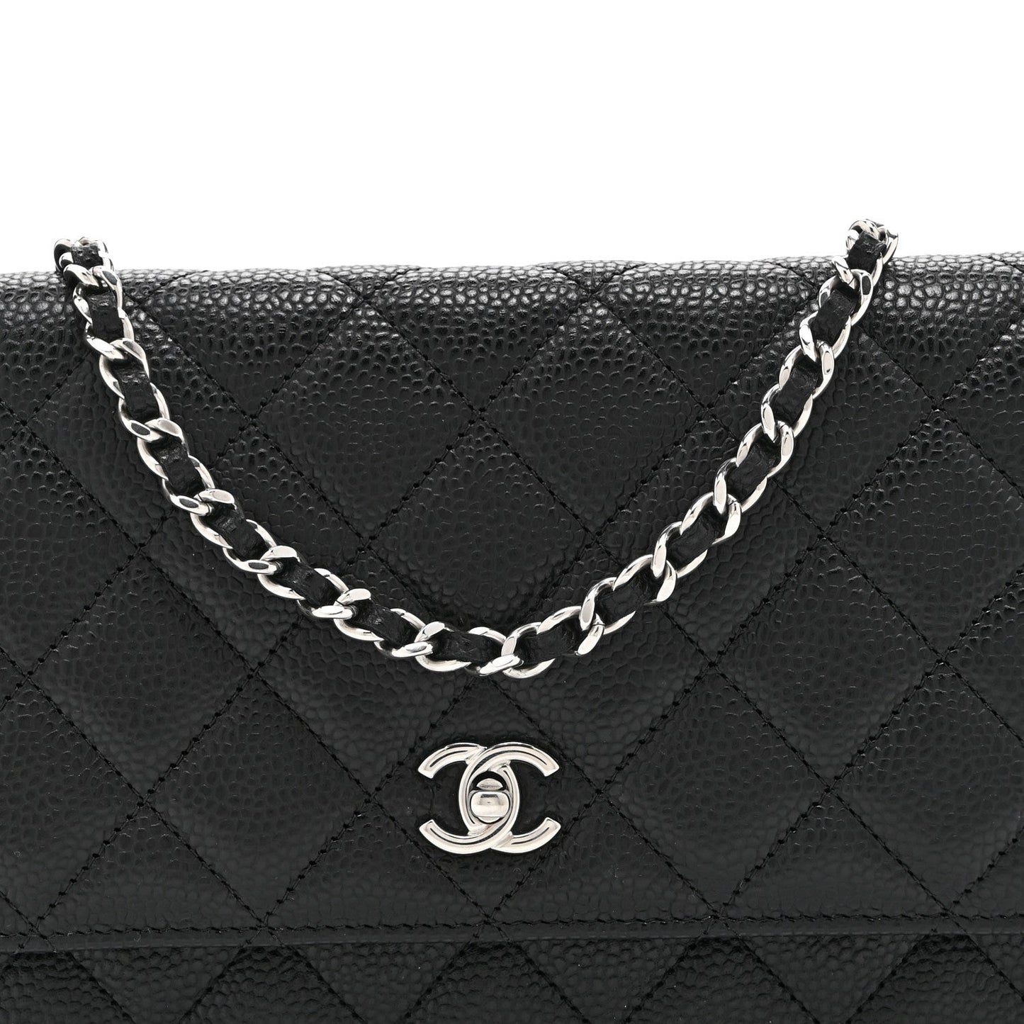 Caviar Quilted CC Turnlock Wallet On Chain WOC Black