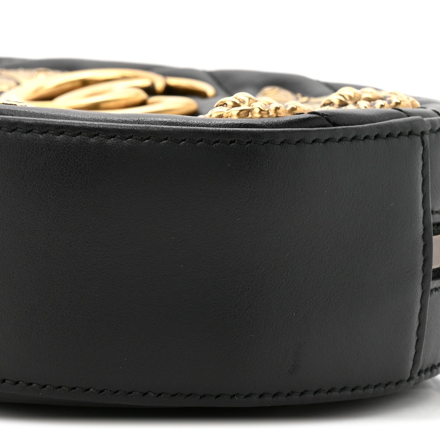 Calfskin Matelasse Animal Studs GG Marmont Belt Bag 85 34 Black