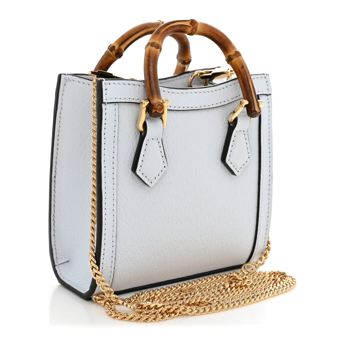 Textured Dollar Calfskin Super Mini Diana Tote Bag  Pale Blue