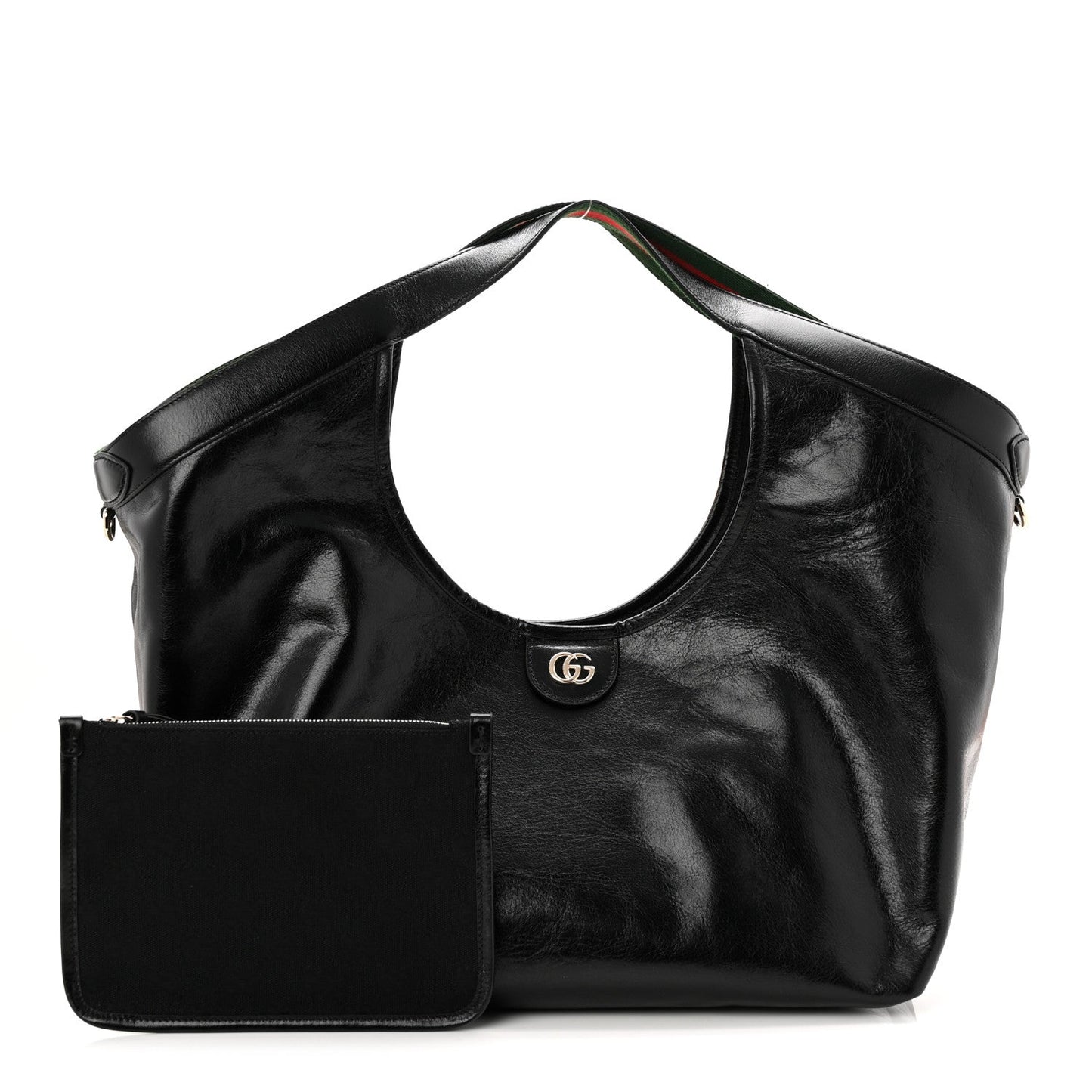 Soft Glossy Calfskin Large Giglio Tote Black