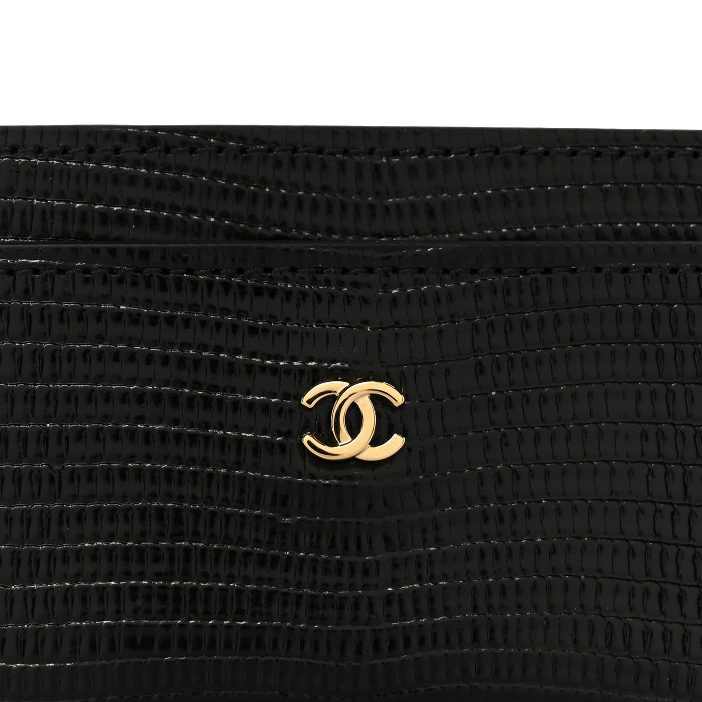 Calfskin Lizard Embossed Card Holder Black