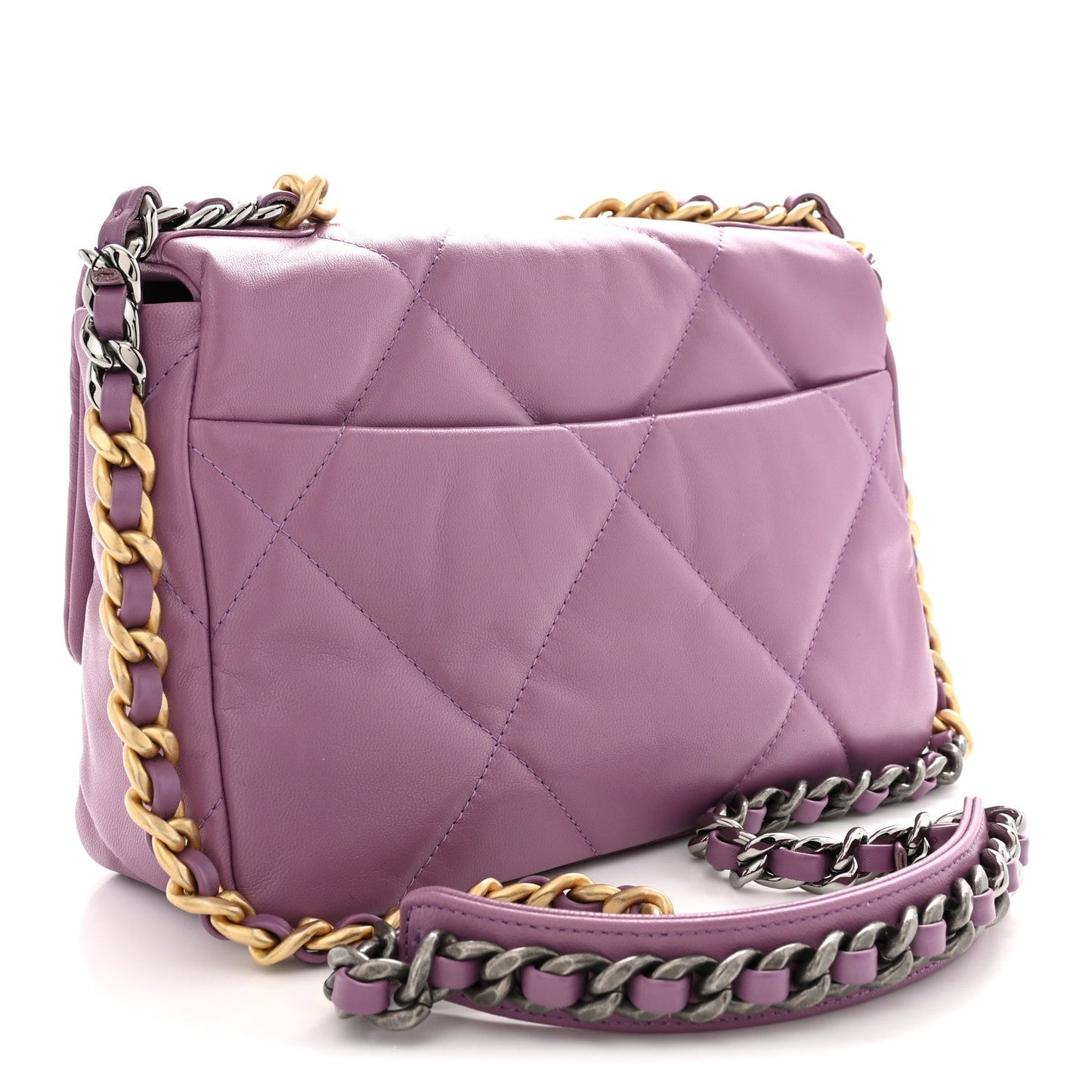 Goatskin Quilted Medium Chanel 19 Flap Violet Purple
