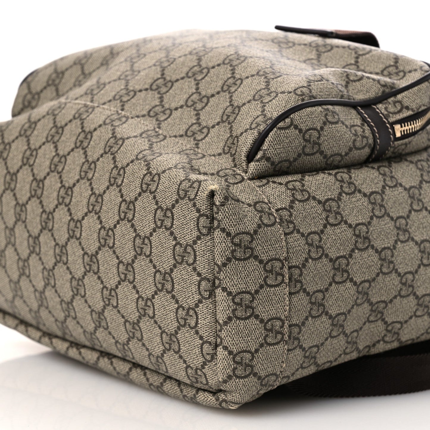 GG Supreme Monogram Medium Single Buckle Rucksack Backpack Beige Ebony Brown