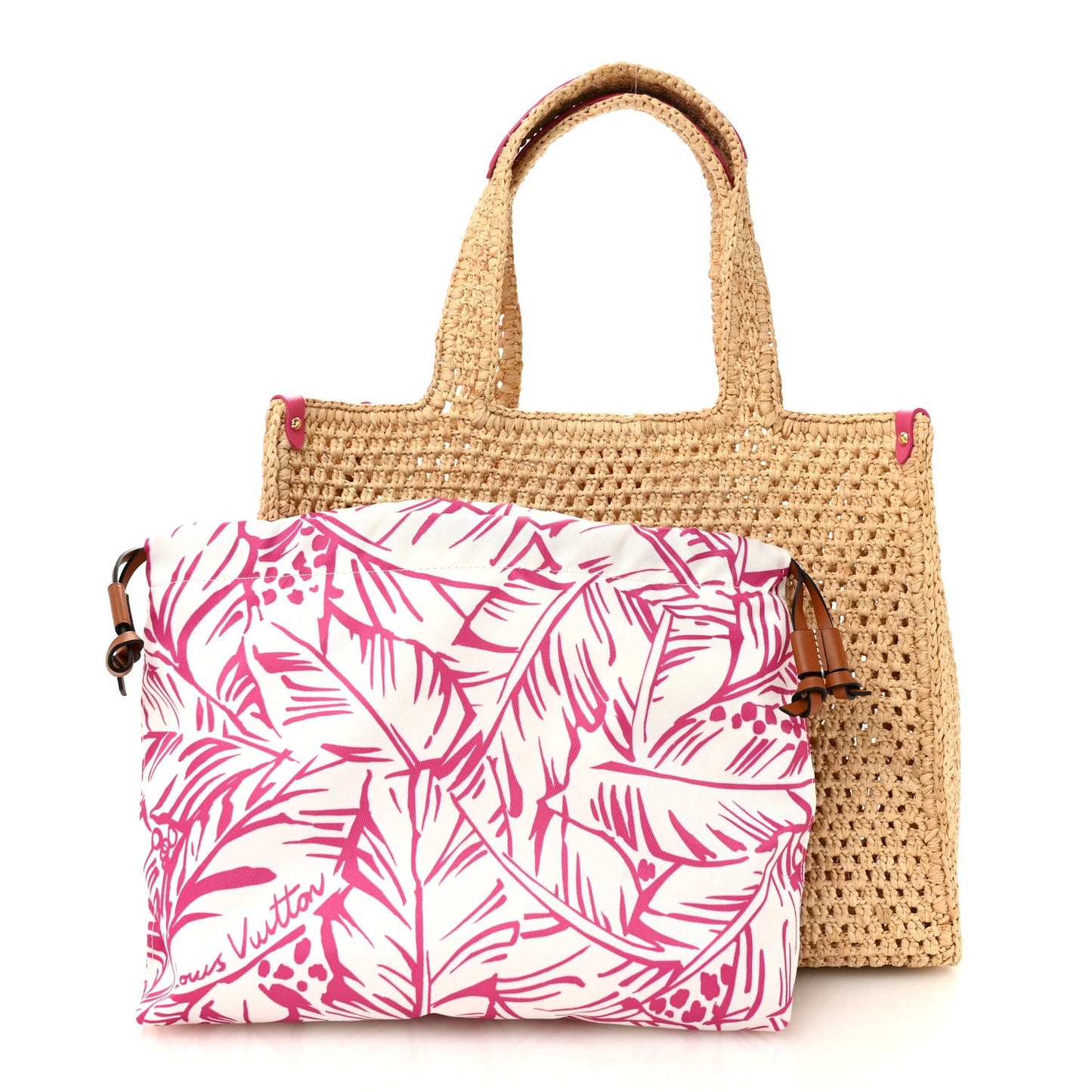 Raffia Calfskin Forte Del Marmi OnTheGo MM Natural Fuchsia