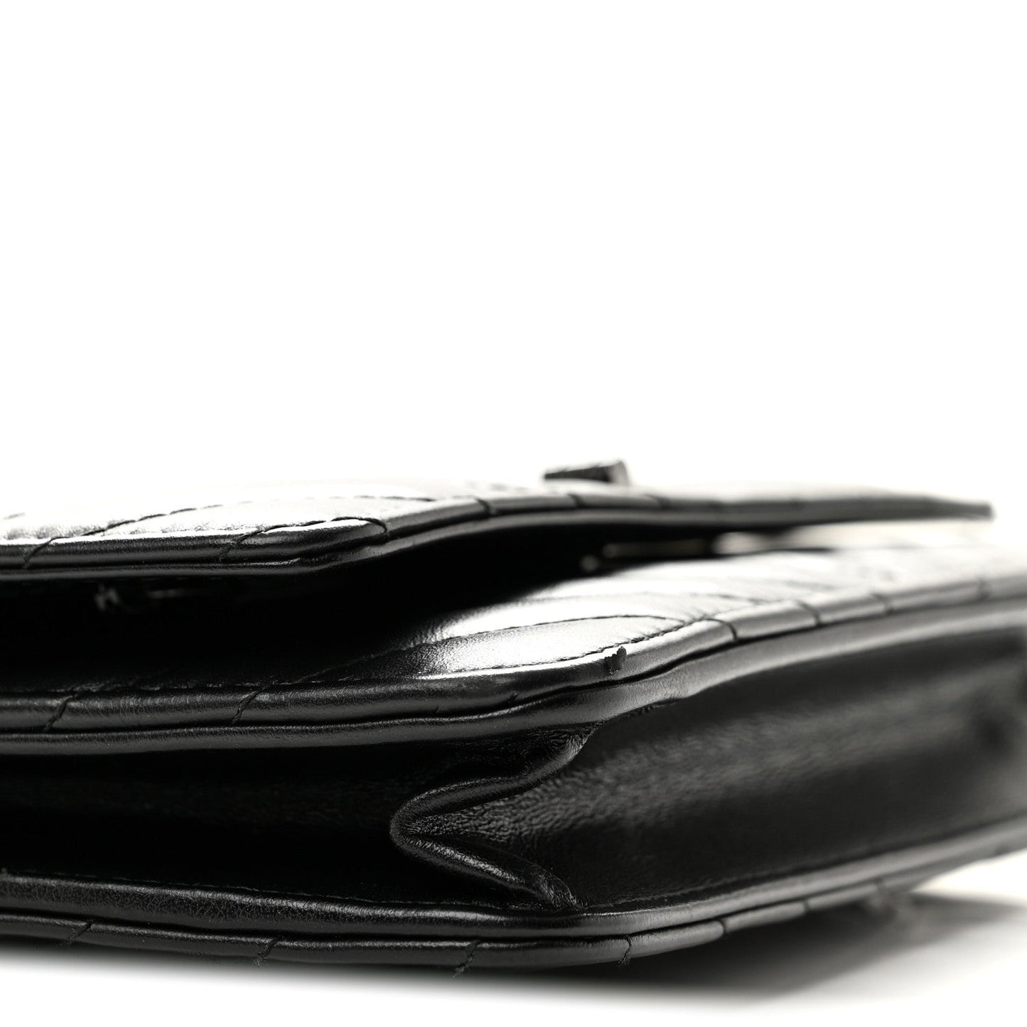 Aged Calfskin Chevron Quilted Reissue Wallet On Chain WOC So Black