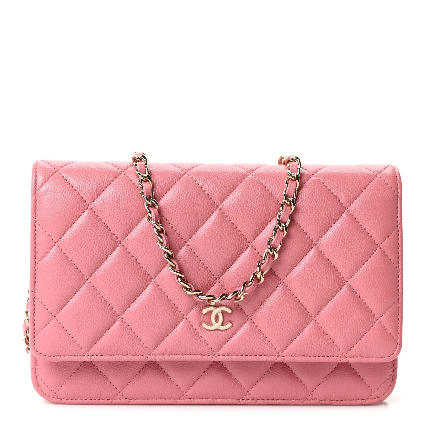 Caviar Quilted Wallet on Chain WOC Light Pink