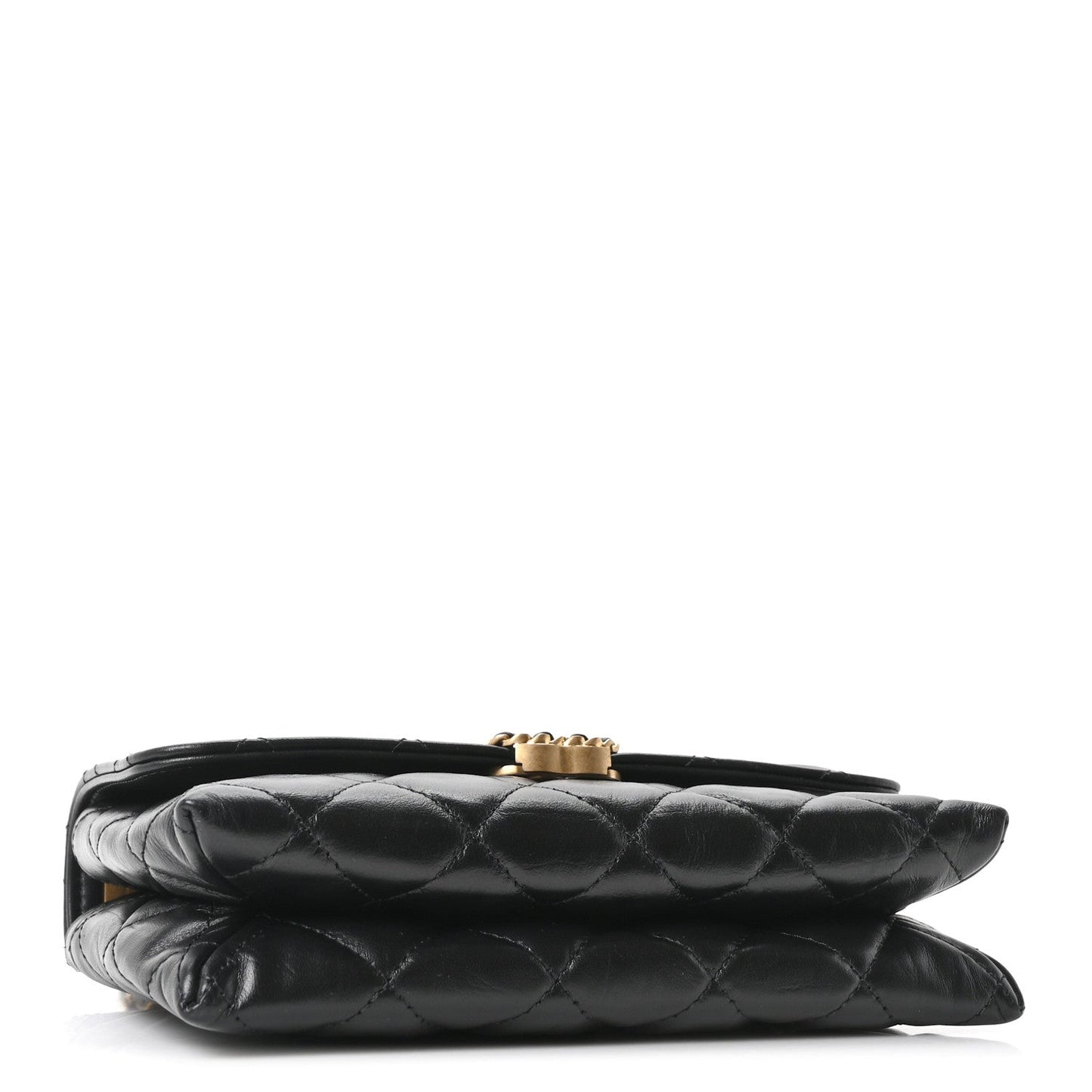 Lambskin Quilted Chanel 19 Chain Flap Wallet Black