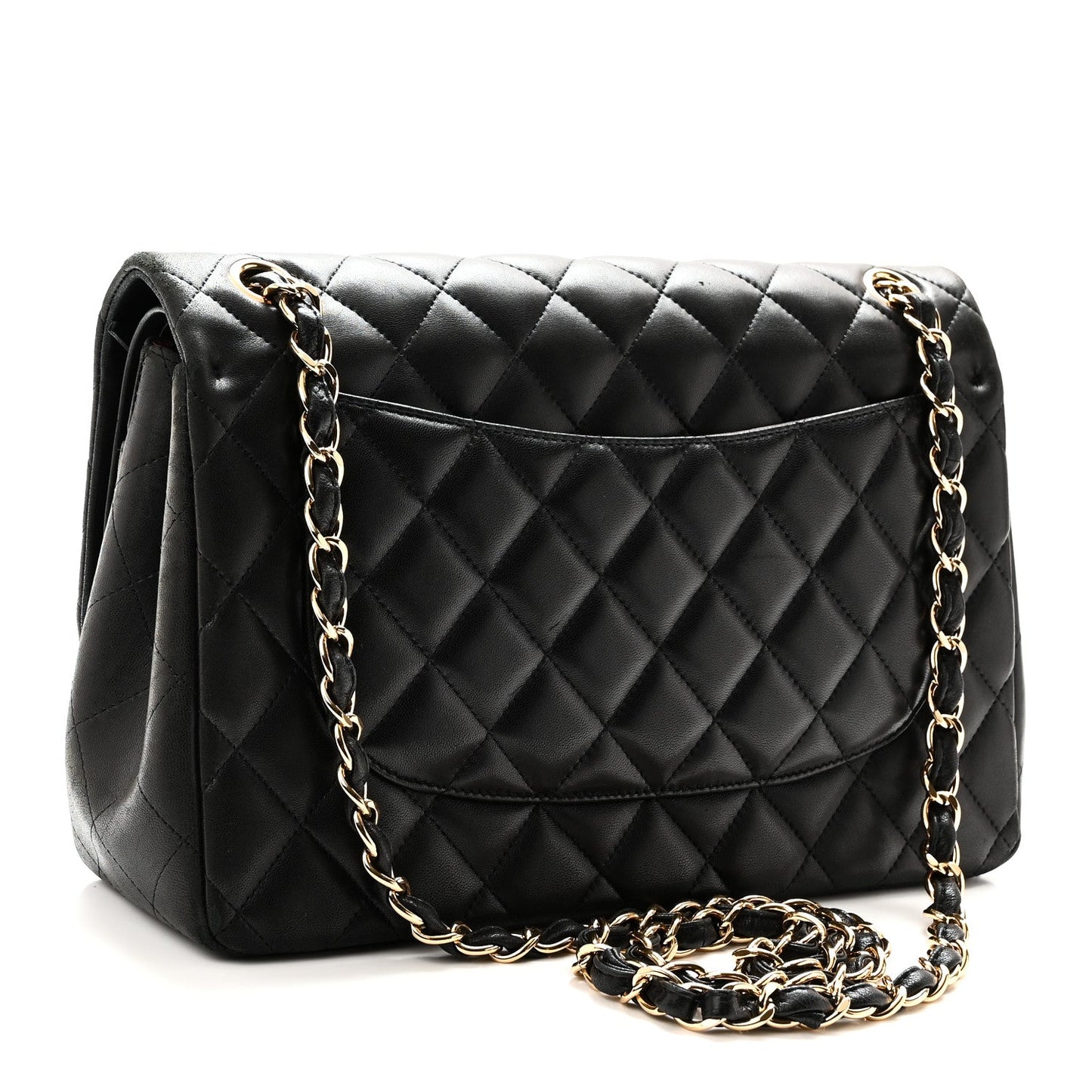 Lambskin Quilted Jumbo Double Flap Black