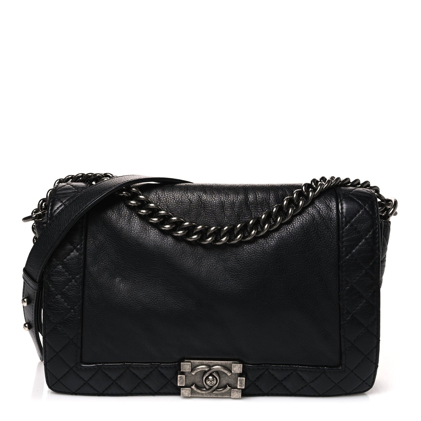 Calfskin New Medium Boy Reverso Flap Black