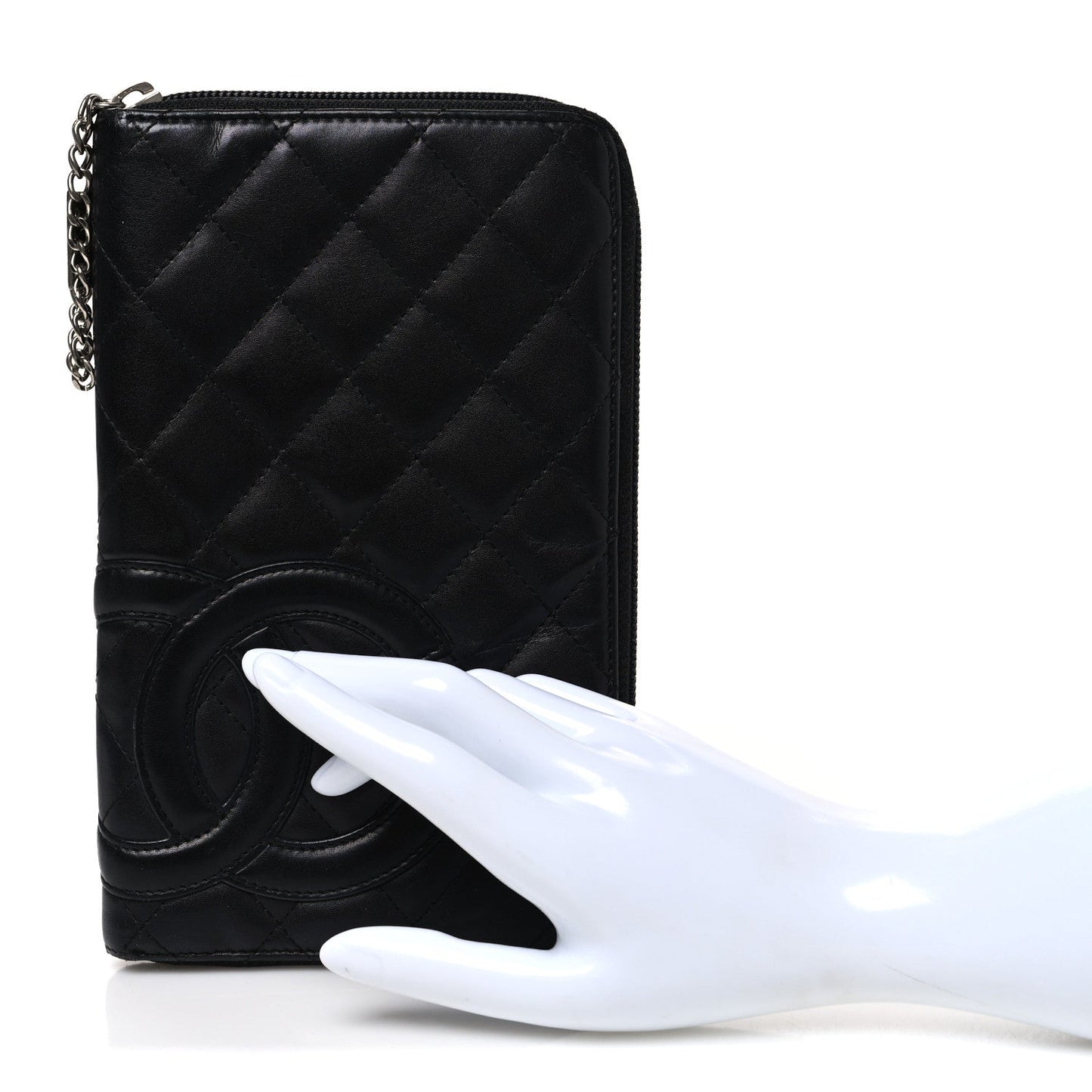 Calfskin Cambon Zip Around Organizer Wallet Black