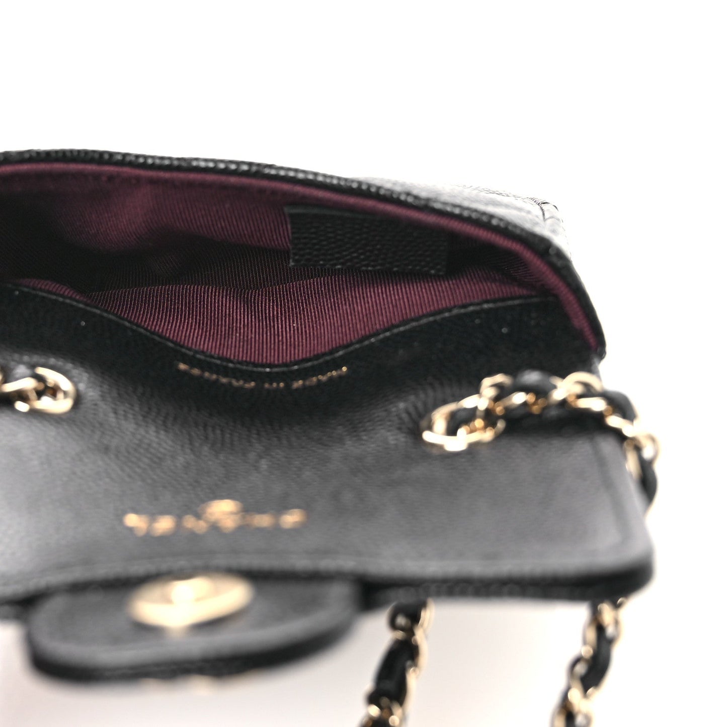 Caviar Quilted Mini Chain Belt Bag Black