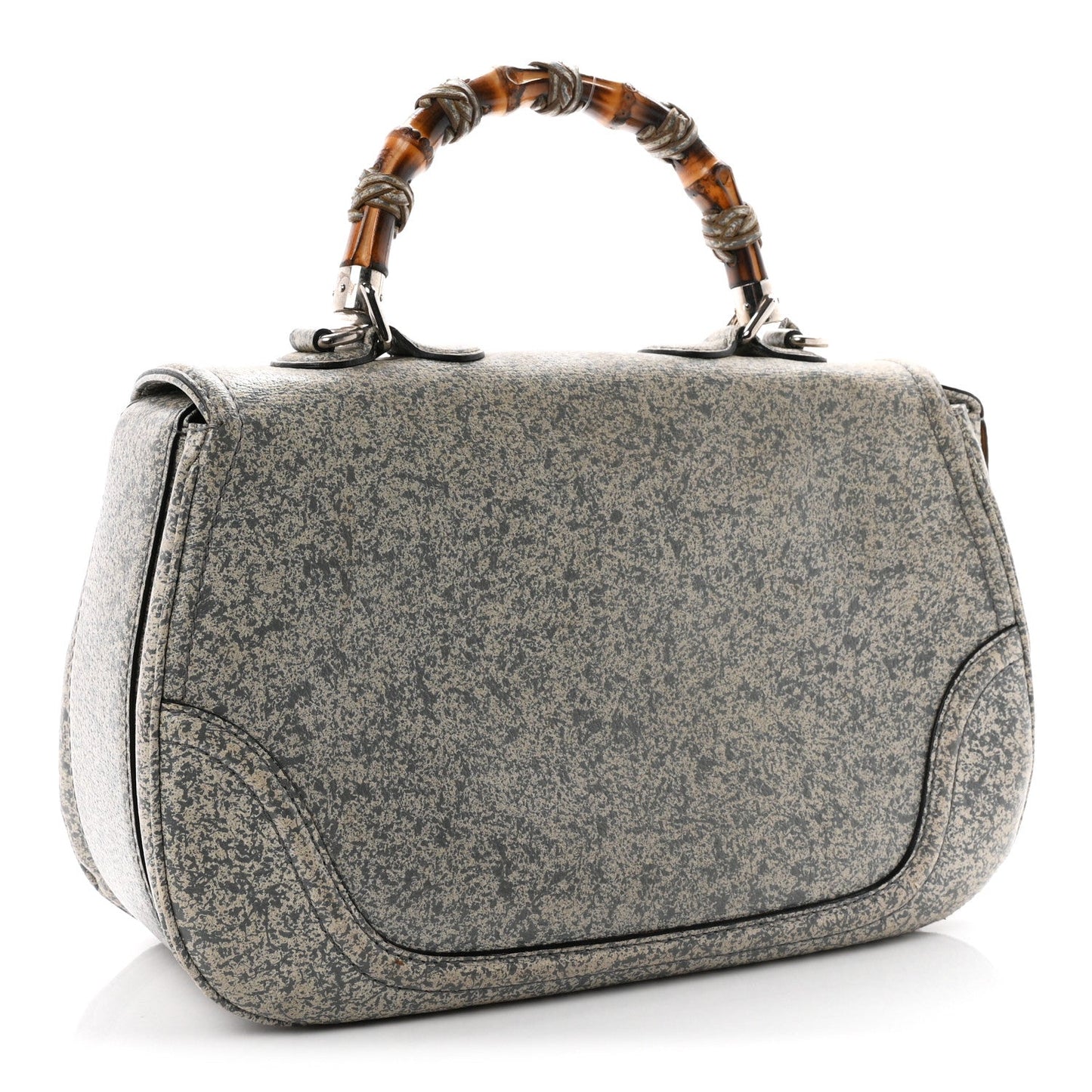 Calfskin Large New Bamboo Top Handle Bag Light Grey