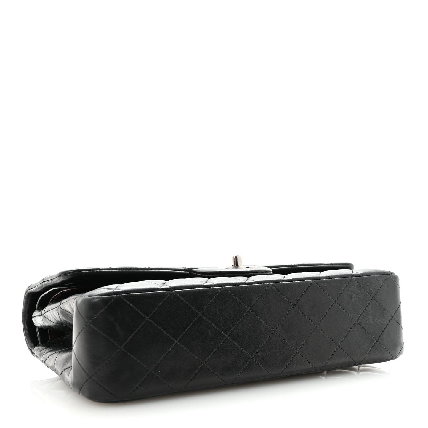 Lambskin Quilted Medium Double Flap Black