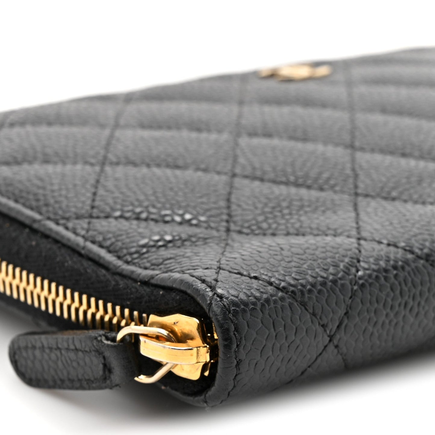 Caviar Quilted Large Zip Around Organizer Wallet Black