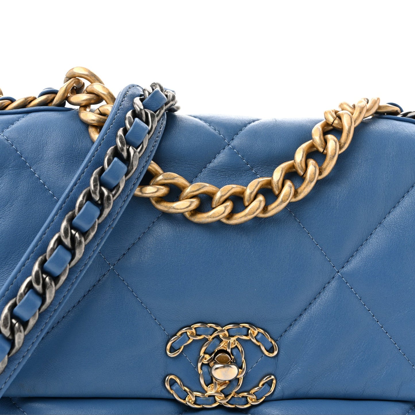 Lambskin Quilted Medium Chanel 19 Flap Blue