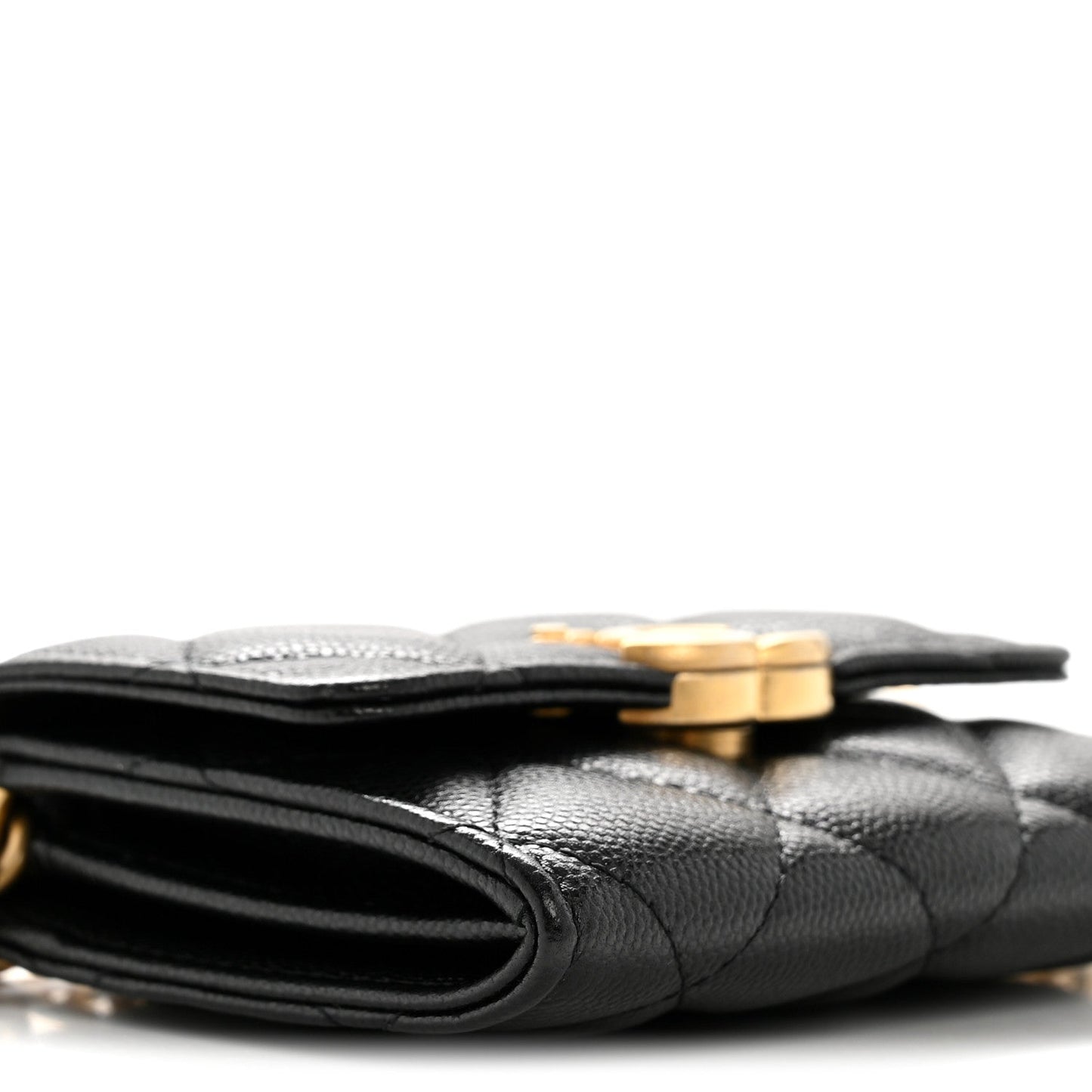 Caviar Quilted Bracelet On Chain Clutch Black
