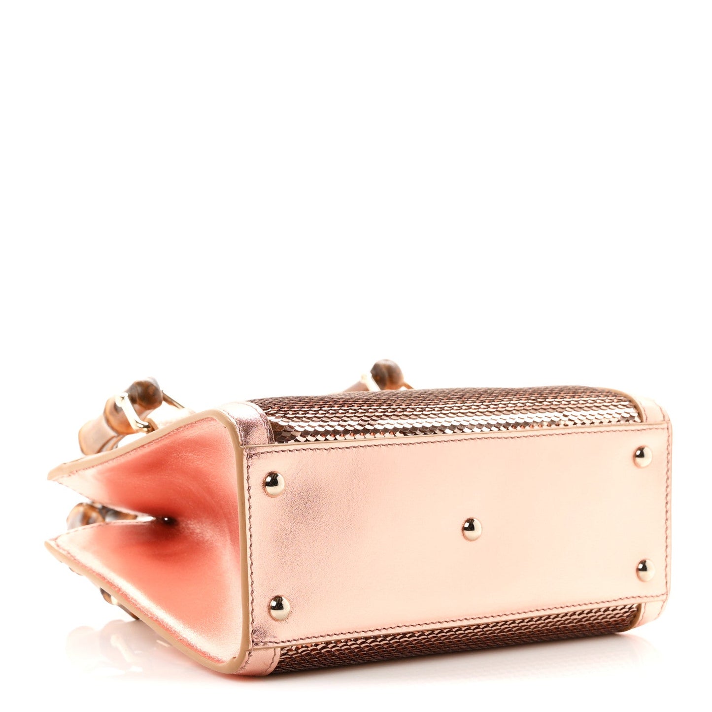 Metallic Calfskin Sequin Mini Diana Tote Bag Bronze