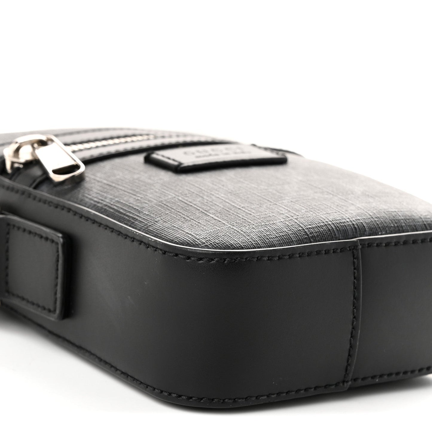 GG Supreme Monogram Appia Calfskin Web Small Camera Messenger Bag Black Grey