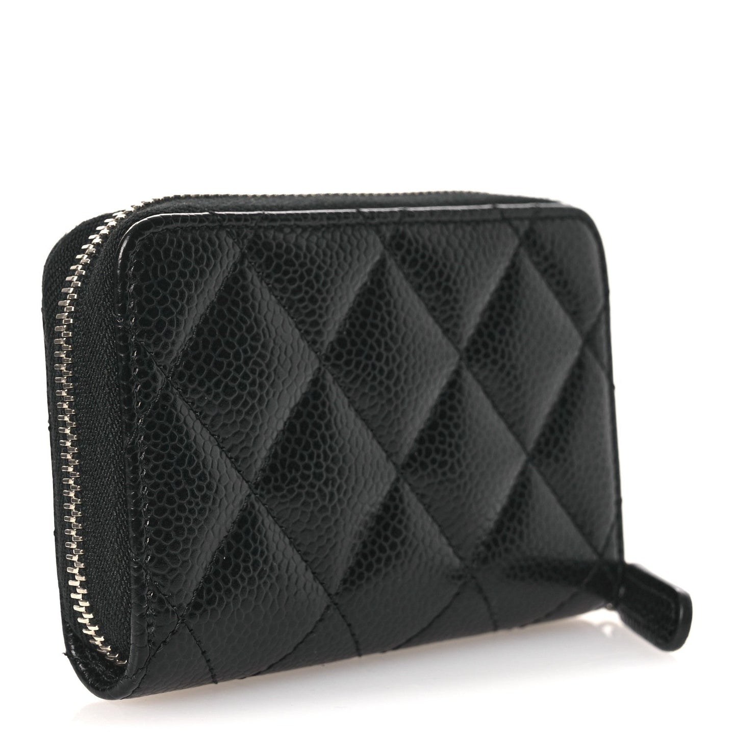 Caviar Quilted Zip Coin Purse Black