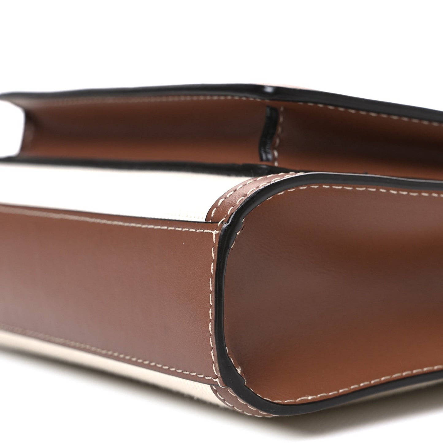 Canvas Smooth Calfskin Two Tone Mini Pocket Bag Natural Malt Brown