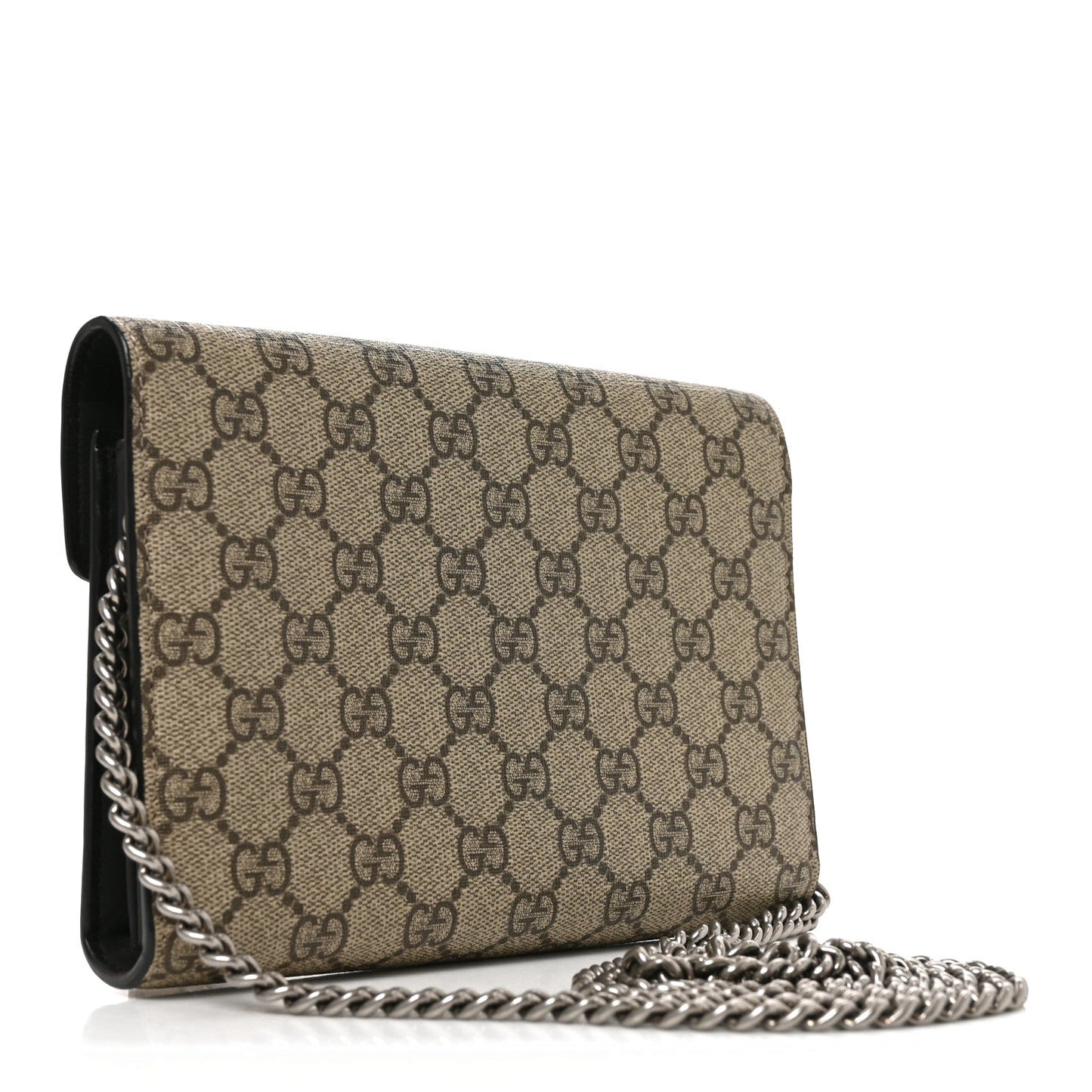 GG Supreme Monogram Mini Dionysus Chain Wallet Beige Black Beige Black
