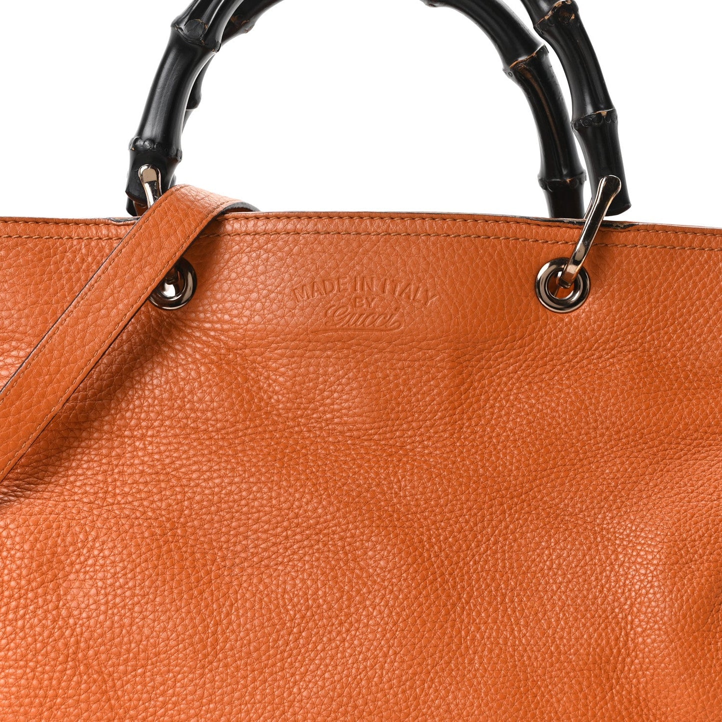 Cellarius Calfskin Large Bamboo Shopper Tote Orange