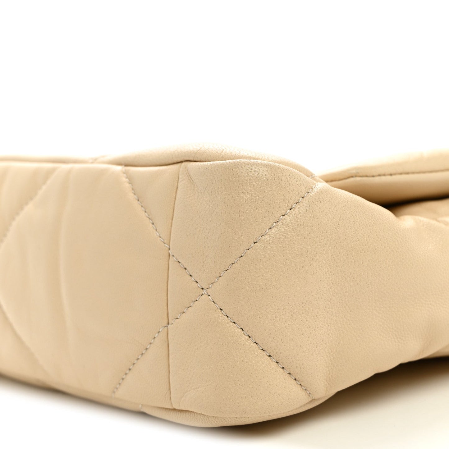 Lambskin Quilted Medium Chanel 19 Flap Light Beige