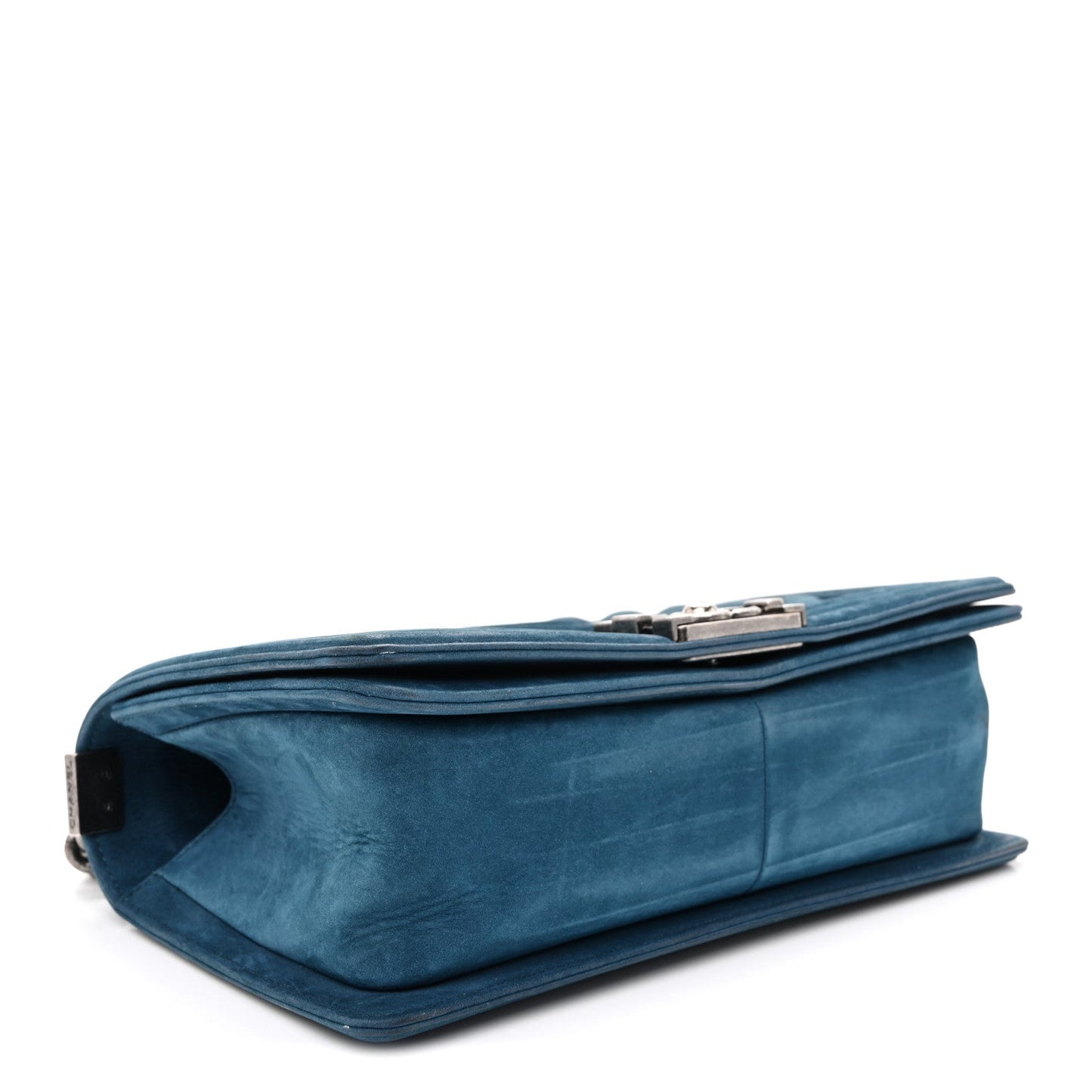 Nubuck Chevron Quilted Medium Boy Flap Blue