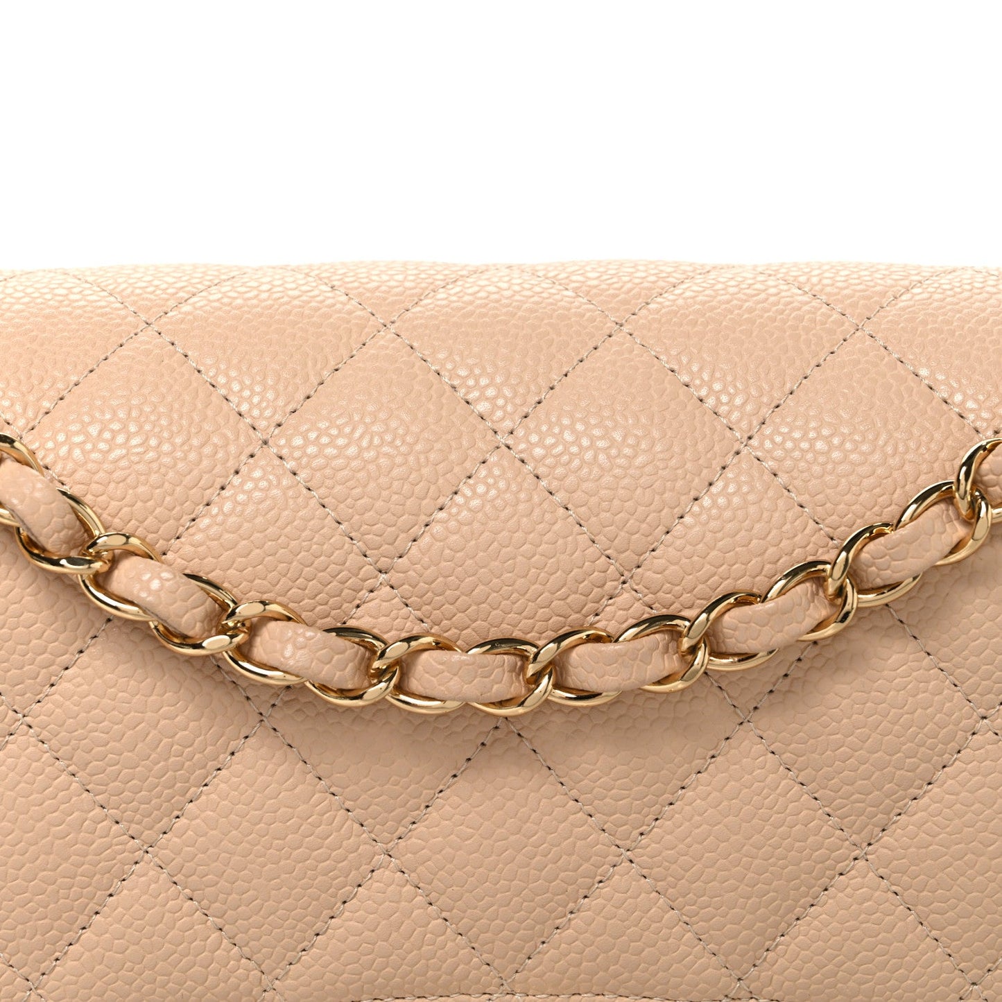 Caviar Quilted Medium Double Flap Beige Beige Clair