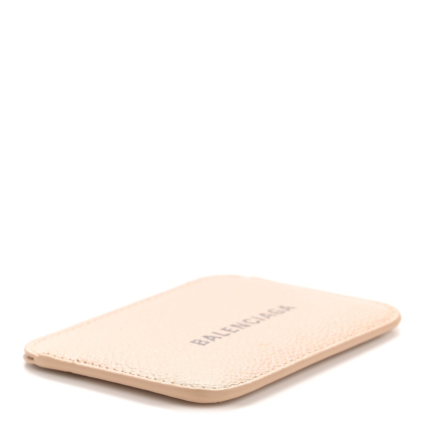 Grained Calfskin Logo Cash Rounded Card Holder Beige