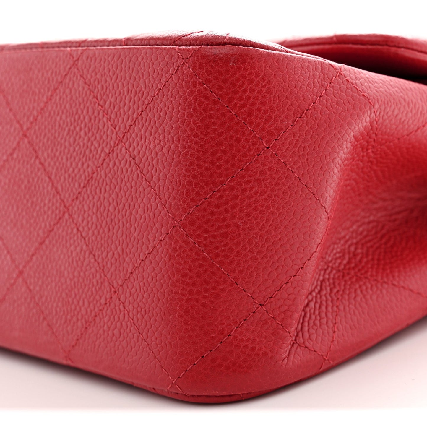 Caviar Quilted Jumbo Double Flap Red
