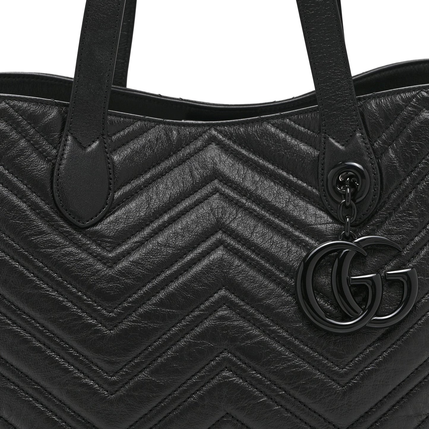 Soft Calfskin Matelasse Medium GG Marmont Tote Bag Black