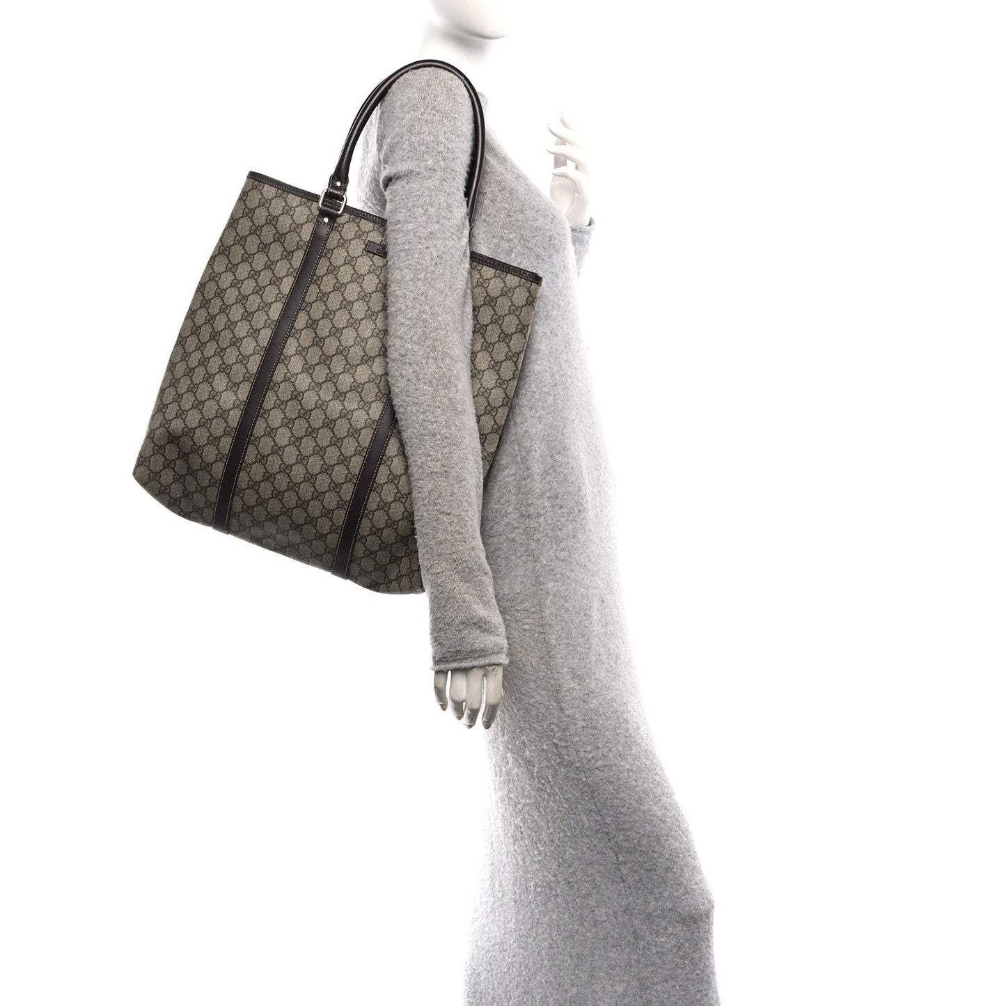 GG Plus Monogram Joy Vertical Tote Dark Brown