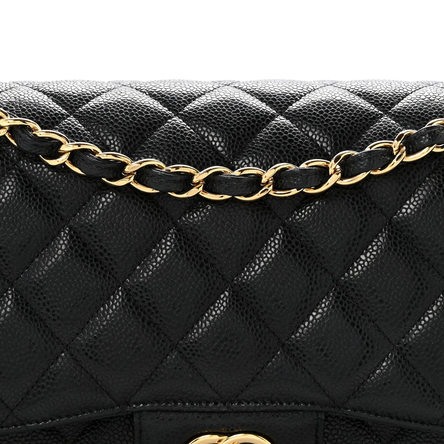 Caviar Quilted Jumbo Double Flap Black