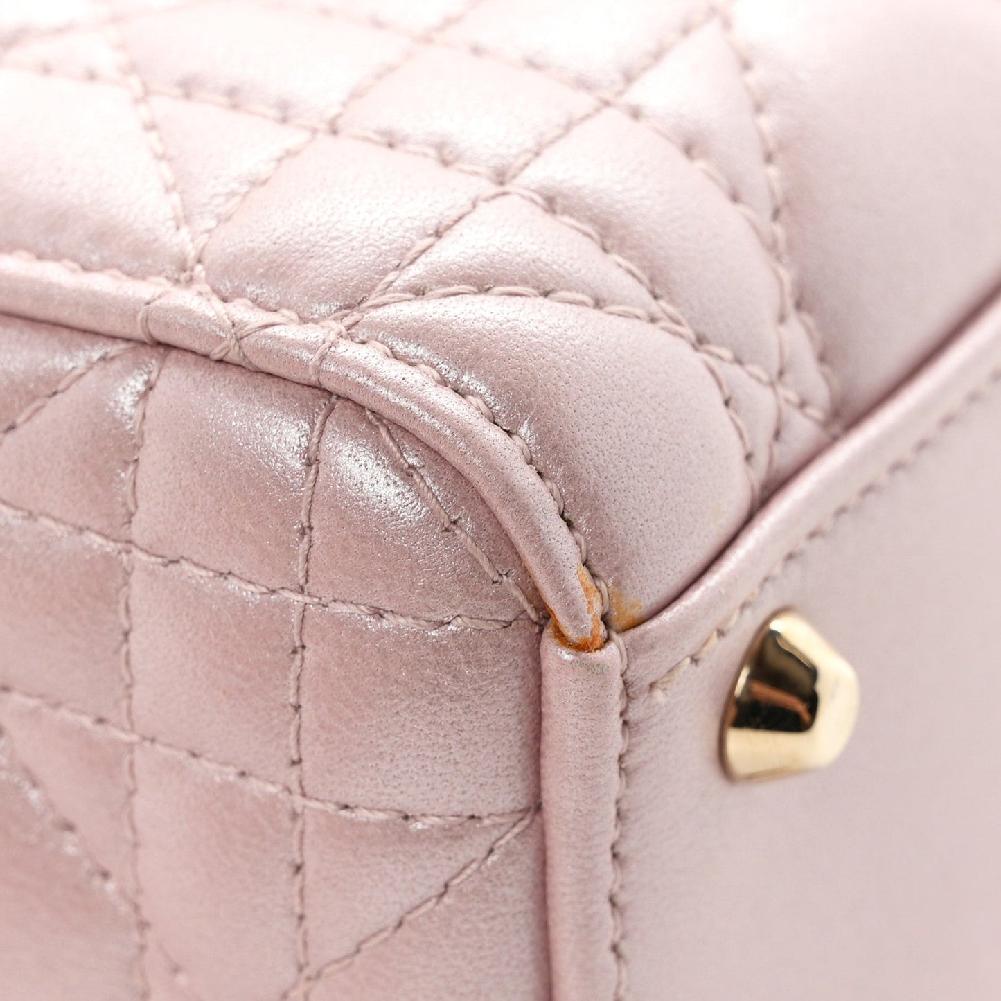Metallic Lambskin Cannage Mini Lady Dior  Lotus