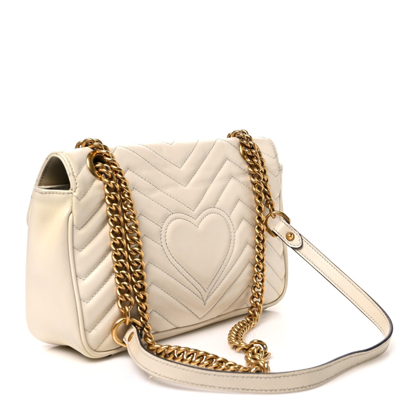 Calfskin Matelasse Small GG Marmont Shoulder Bag White