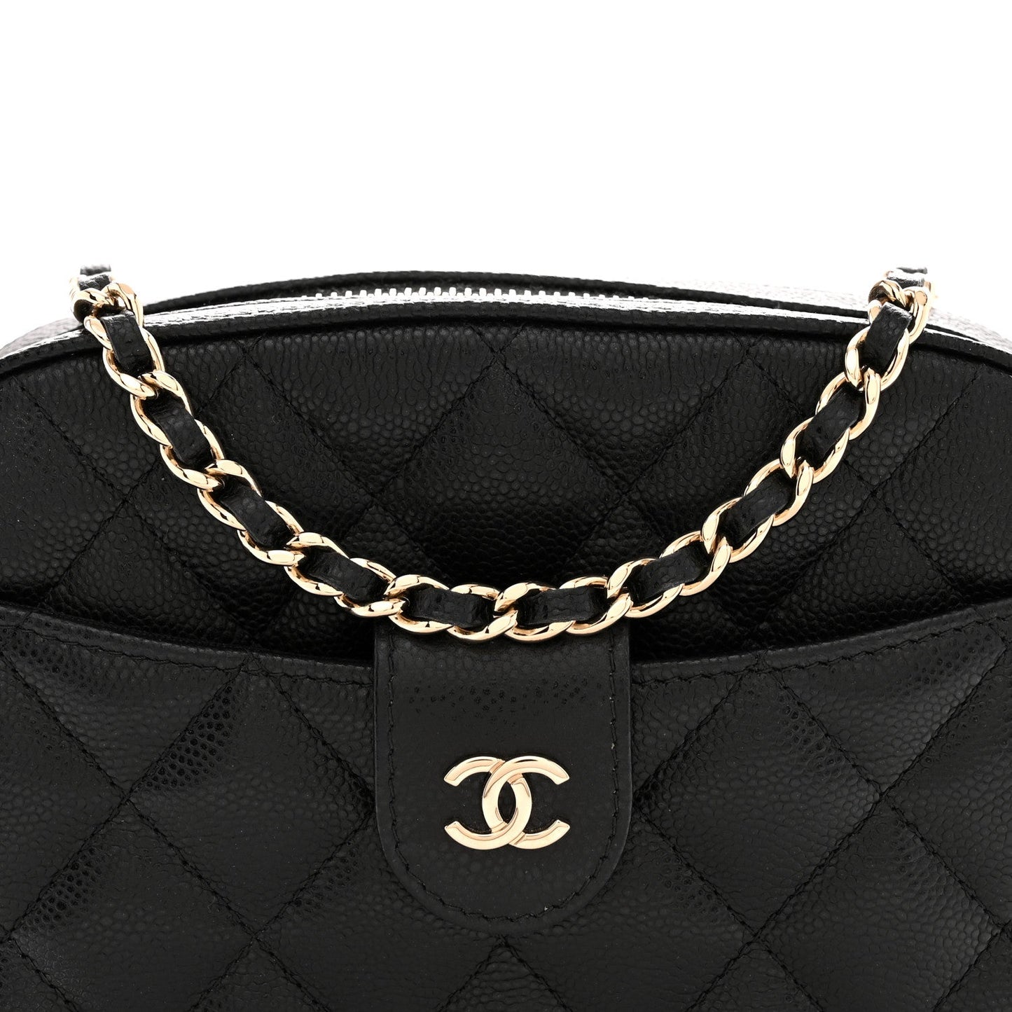 Caviar Quilted Chain Camera Bag Black