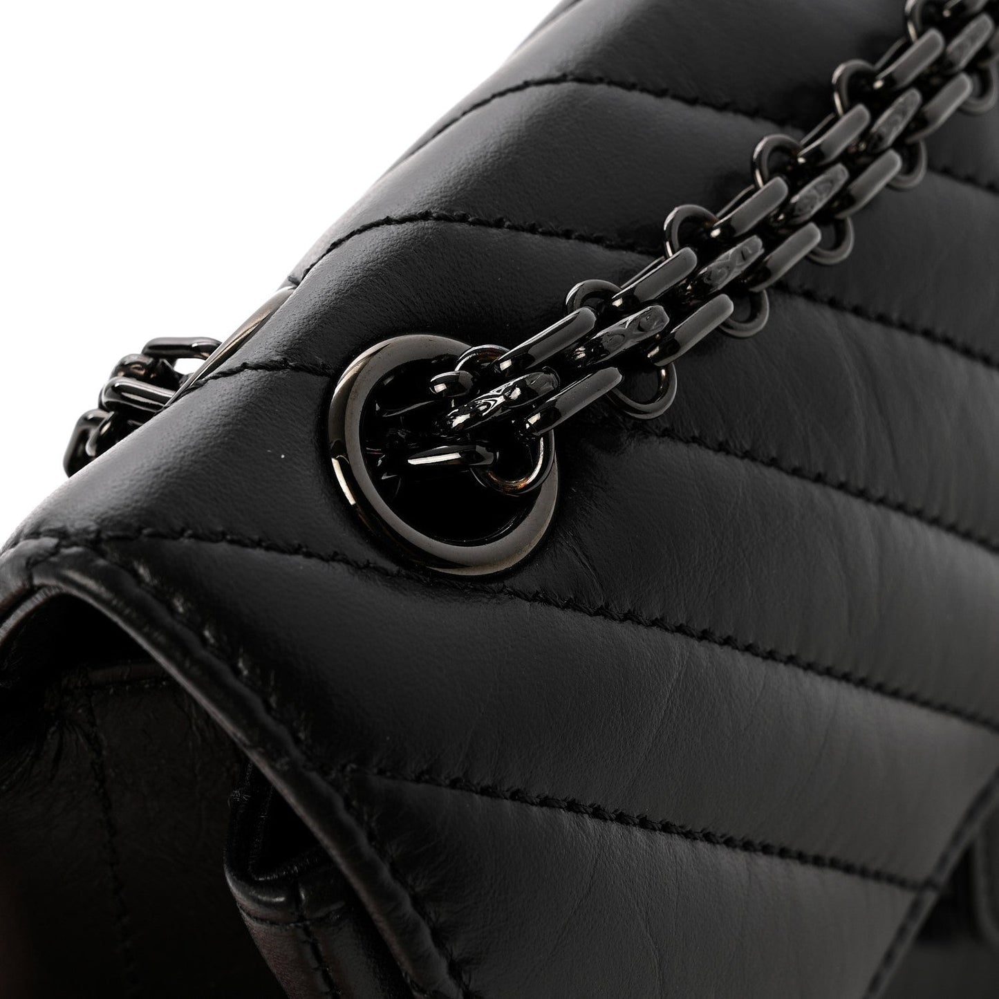 Aged Calfskin Chevron Quilted 2.55 Reissue Mini Flap So Black