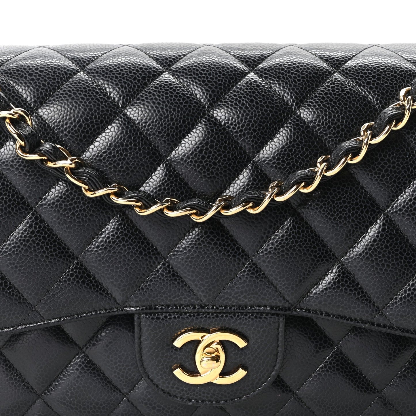 Caviar Quilted Jumbo Double Flap Black