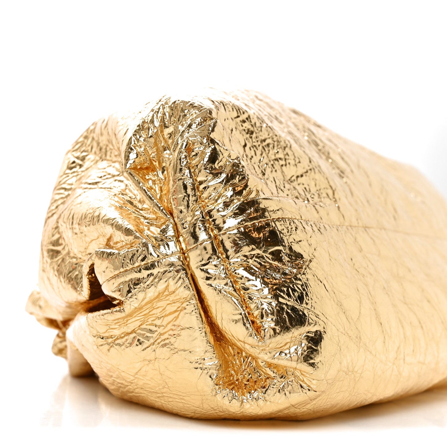 Metallic Crushed Calfskin The Pouch Oversized Clutch Gold