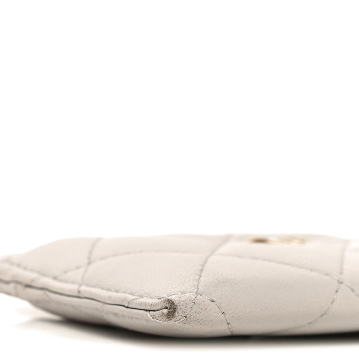 Lambskin Quilted Card Holder Grey