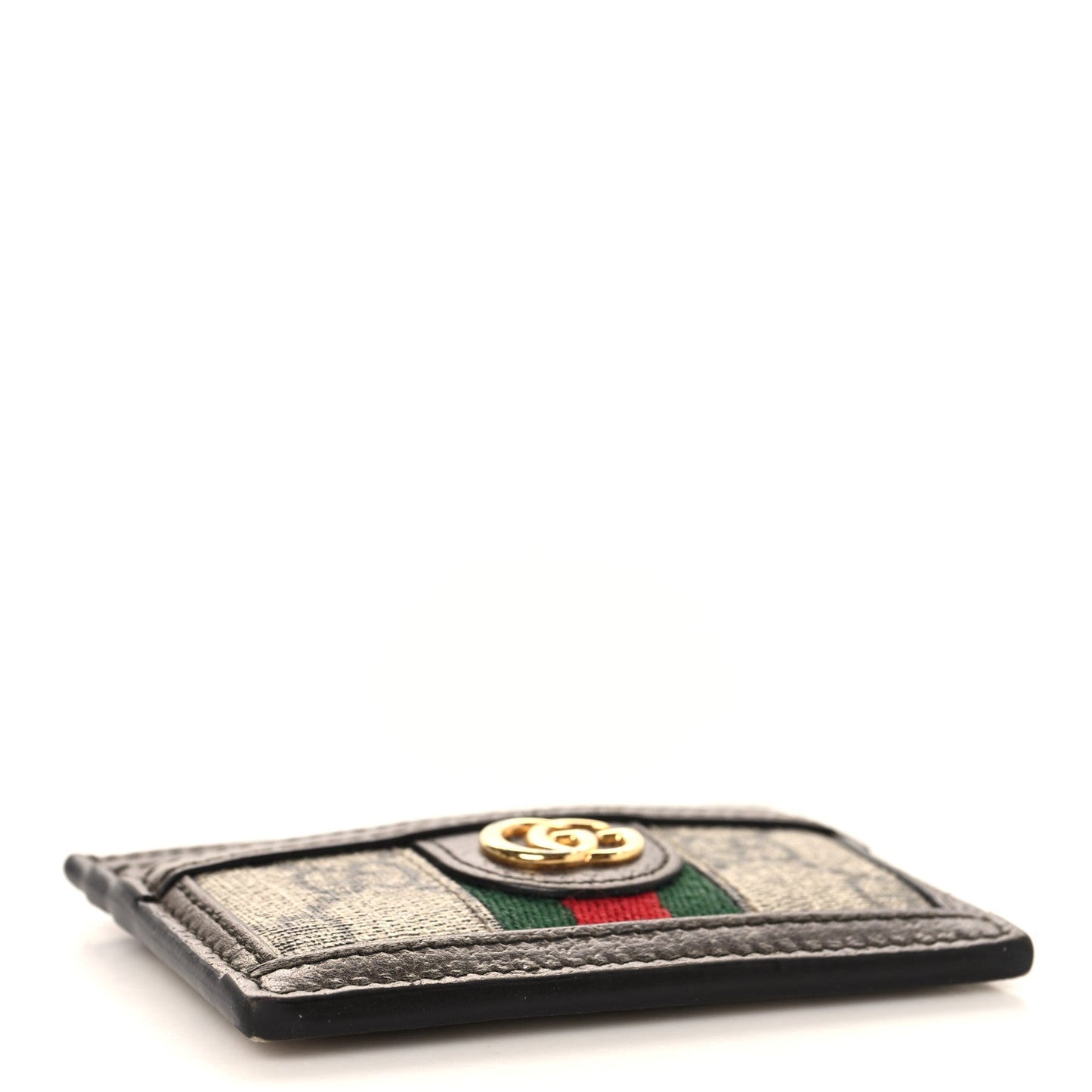 GG Supreme Monogram Textured Dollar Calfskin Ophidia Card Holder Beige Ebony New Acero