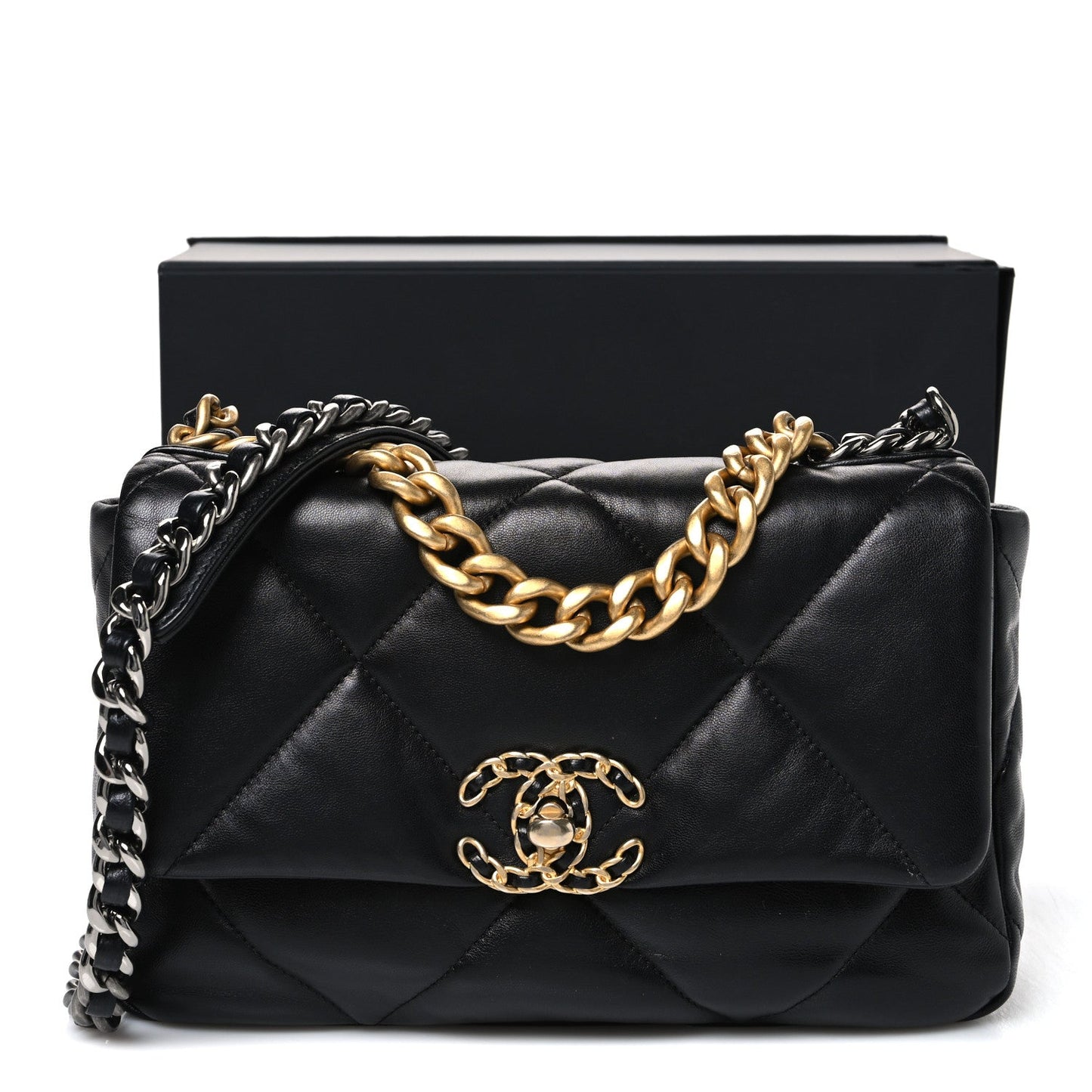 Lambskin Quilted Medium Chanel 19 Flap Black